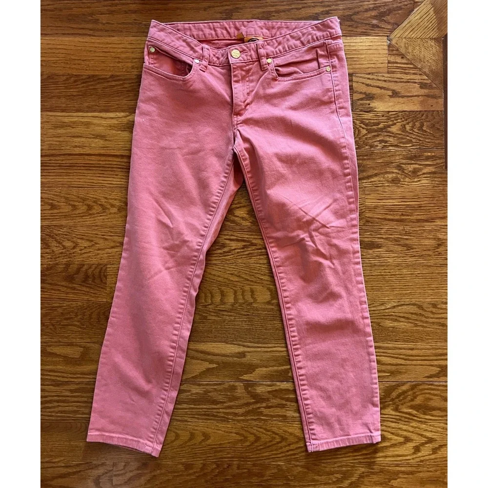 Tory‎ Burch Alexa Cropped Skinny Coral Salmon Jeans Women's Size 27